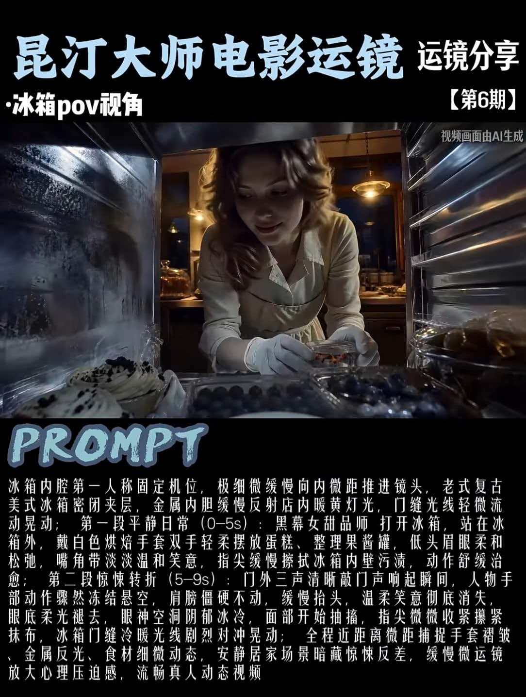 昆汀大师电影运镜 · 冰箱POV视角AI提示词
